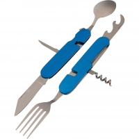 Многофункциональный походный нож (ложка,вилка,нож) 6-в-1, синий купить в Краснодаре