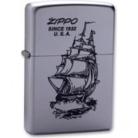 Зажигалка ZIPPO Boat-Zippo Satin Chrome, латунь с ник.-хром. покрыт., сереб., матовая, 36х56х12мм купить в Краснодаре