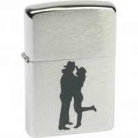 Зажигалка ZIPPO Cowboy Couple Brushed Chrome, латунь, ник.-хром. покр., серебр., матов., 36х56х12 мм купить в Краснодаре