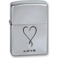 Зажигалка ZIPPO Love Satin Chrome, латунь с никеле-хромовым покрыт., серебр., матовая, 36х56х12 мм купить в Краснодаре